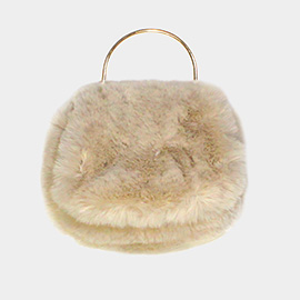 Solid Faux Fur Tote / Crossbody Bag