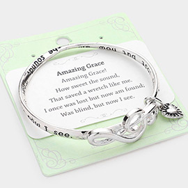 Amazing Grace Metal Treble Clef Accented Heart Charm Message Bangle Bracelet