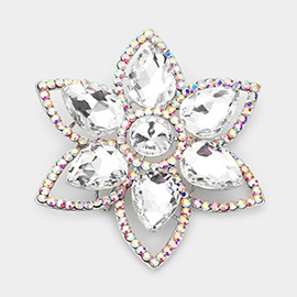 Teardrop Stone Accented Flower Pin Brooch