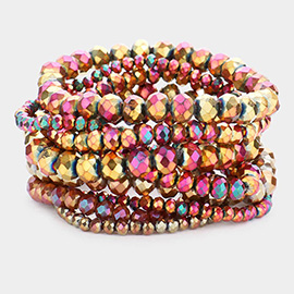 9PCS - Faceted Bead Stretch Bracelets