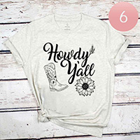 6PCS - Assorted Size Howdy Y'all Graphic T-shirts