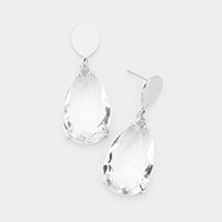 Clear Lucite Teardrop Link Dangle Earrings