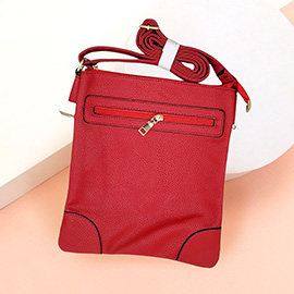 Solid Faux Leather Crossbody Bag