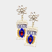 Felt Back Beaded Beer Dangle Earrings