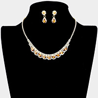 Teardrop Stone Accented Rhinestone Necklace