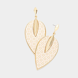 Patterned Wood Petal Dangle Earrings