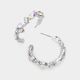 Marquise Stone Cluster Half Hoop Earrings