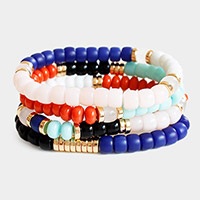 4PCS - Resin Beaded Stretch Bracelets