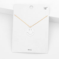 Brass Metal Smile Pendant Necklace