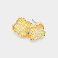 Druzy Quatrefoil Stud Earrings