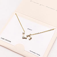 Leo CZ Embellished Zodiac Sign Pendant Necklace