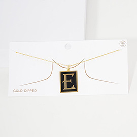 -E- Gold Dipped Enamel Rectangle Monogram Pendant Necklace