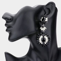 Floral Marquise Stone Cluster Dangle Evening Earrings