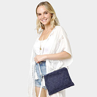 Denim Wristlet Clutch / Crossbody Bag