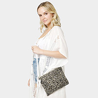 Leopard Patterned Wristlet Clutch / Crossbody Bag