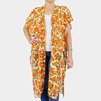 Sunflower Printed Cover Up Kimono Poncho