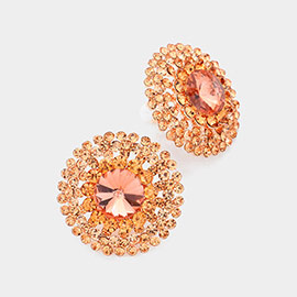 Crystal Round Evening Clip on Earrings