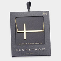 Secret Box _ 14K Gold Dipped Metal Cross Pendant Necklace