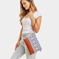 Aztec Patterned Wristlet Clutch / Crossbody Bag