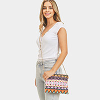 Aztec Patterned Wristlet Clutch / Crossbody Bag