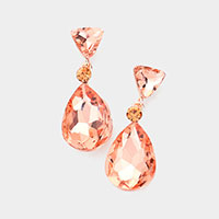 Triangle Round Teardrop Stone Link Dangle Evening Earrings