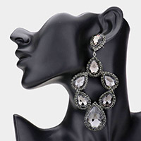 Teardrop Stone Cluster Dangle Evening Earrings