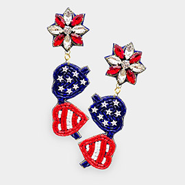 Felt Back American USA Flag Sunglasses Dangle Earrings