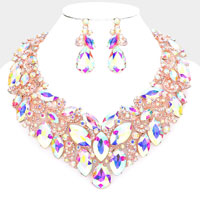 Marquise Stone Cluster Accented Evening Necklace