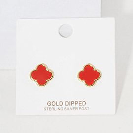 Gold Dipped Quatrefoil Stud Earrings