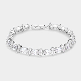 CZ Round Oval Cluster Evening Bracelet