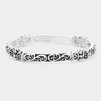 Embossed Antique Metal Stretch Bracelet