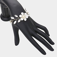 Stone Embellished Flower Pearl Bracelet