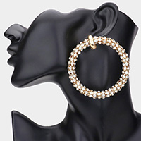 Stone Embellished Open Circle Earrings