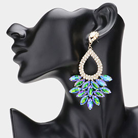 Marquise Crystal Cluster Rhinestone Evening Dangle Earrings