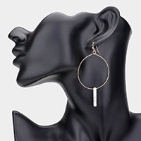 Irregular Open Circle Natural Stone Dangle Earrings