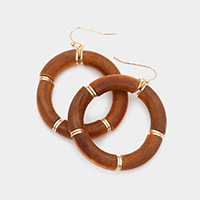 Wood Open Circle Dangle Earrings