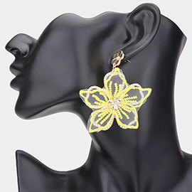 Mesh Open Metal Flower Layered Dangle Earrings