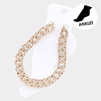 Rhinestone Embellished Metal Link Anklet