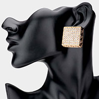 Greek Pattern Detailed Rhinestone Embellished Square Earrings