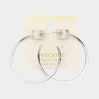 14K White Gold Dipped Metal Hoop Earrings