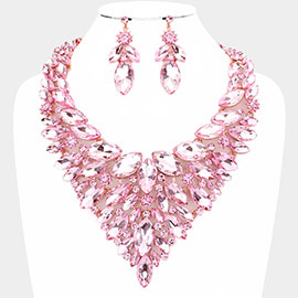 Marquise Stone Cluster Statement Evening Necklace