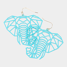 Cut Out Brass Meta Elephant Dangle Earrings