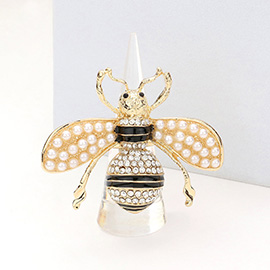 Pearl Embellished Honey Bee Stretch Ring