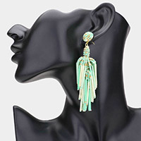 Cylinder Seed Beaded Tassel Dangle Earrings