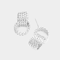 Braided Double Metal Open Circle Link Earrings