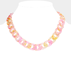 Lucite Resin Chain Link Necklace