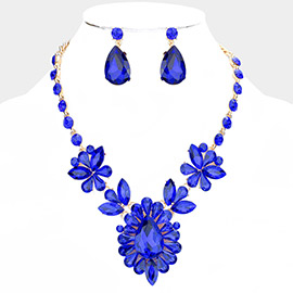 Teardrop Stone Cluster Evening Necklace