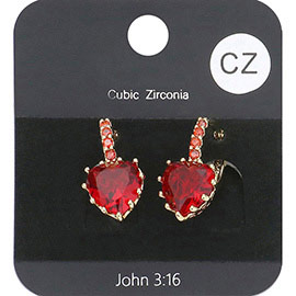 CZ Heart Evening Huggie Earrings