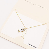 Rhinestone Embellished Ichthys Pendant Necklace