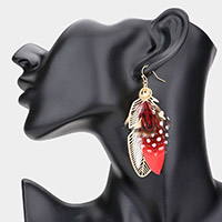 Feather Layered Dangle Earrings